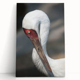 Stretched canvas wall art featuring an elegant crane design in soft pastel colors, perfect for adding a touch of tranquility to any modern living space.