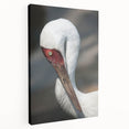 Elegant side view of a stretched canvas wall art piece featuring a serene crane design in soft pastel colors, ideal for enhancing home decor with nature-inspired elegance.