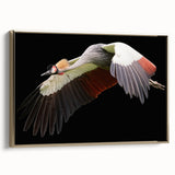 Framed canvas wall art featuring a striking crane design in gold, showcasing intricate details against a neutral background, perfect for elegant home decor.