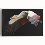 Elegant stretched canvas wall art showcasing a detailed crane design in soft blues and whites, perfect for enhancing modern home decor with a serene touch.