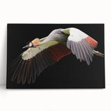Stretched canvas wall art featuring an elegant crane design, showcasing vibrant colors and intricate details, perfect for enhancing modern home decor.