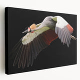 Stretched canvas wall art featuring elegant crane design in soft pastel colors, ideal for modern home decor, showcasing intricate details and textures.