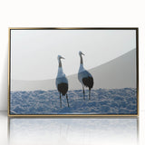 Framed wall art featuring an elegant crane design in gold acrylic, showcasing intricate details and a contemporary style, perfect for modern home decor.