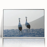 Framed wall art showcasing a stunning crane design in white acrylic, perfect for modern decor. Ideal for adding elegance to living spaces or offices.