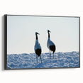Framed wall art featuring a striking black crane design on canvas, showcasing intricate details and elegant lines, perfect for modern home decor.