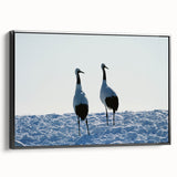 Framed wall art featuring a striking black crane design on canvas, showcasing intricate details and elegant lines, perfect for modern home decor.