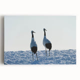 Stretched canvas artwork showcasing a vibrant crane design, featuring intricate details and rich colors, ideal for home decor and wall art collections.