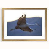 Elegant wall art featuring a crane design in a gold frame with matting, showcasing intricate details and a modern aesthetic, perfect for home decor.