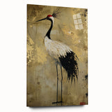 Elegant side view of a crane design wall art piece made from acrylic glass, showcasing vibrant colors and intricate details, suitable for modern decor.