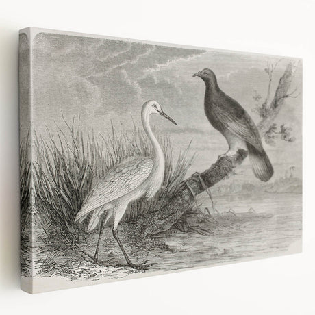 Elegant stretched canvas wall art featuring a serene crane design in soft pastel colors, perfect for enhancing home decor and creating a calming atmosphere.
