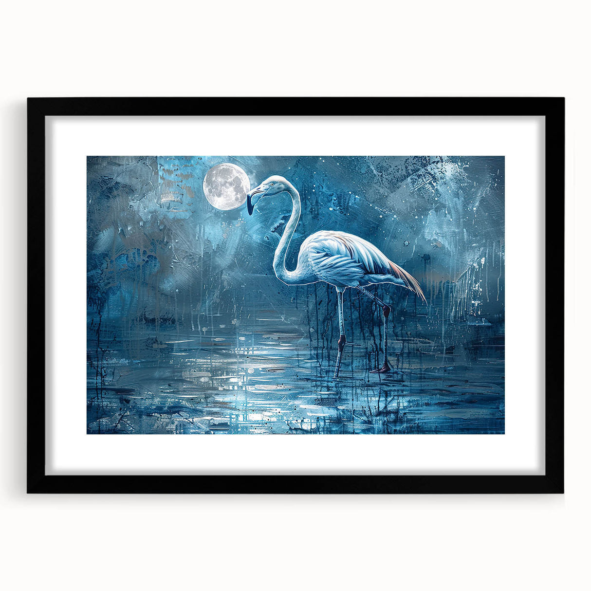 Framed wall art featuring a crane design in black and white, set against a minimalist background, ideal for modern home decor and nature enthusiasts.