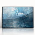 Framed black wall art featuring an elegant crane design in a contemporary style, ideal for modern home decor, showcasing intricate details and vibrant colors.