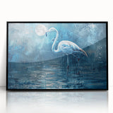 Framed black wall art featuring an elegant crane design in a contemporary style, ideal for modern home decor, showcasing intricate details and vibrant colors.