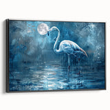 Framed wall art featuring a graceful crane design in an elegant black frame, showcasing intricate details and vibrant colors, ideal for modern decor.