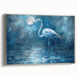 Framed wall art featuring an elegant crane design in silver tones, showcasing intricate details and a modern aesthetic, ideal for contemporary decor.