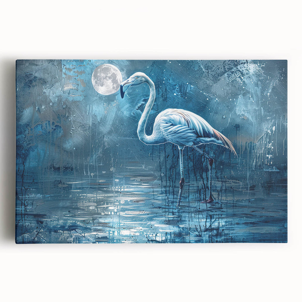 Elegant stretched canvas wall art depicting a serene crane design, showcasing intricate details and soft colors, perfect for modern home decor.