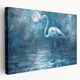 Stretched canvas wall art featuring an elegant crane design in soft pastel colors, showcasing intricate details and textures for a serene home decor aesthetic.