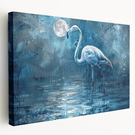 Stretched canvas wall art featuring an elegant crane design in soft pastel colors, showcasing intricate details and textures for a serene home decor aesthetic.