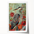 Crane design wall art print featuring elegant, minimalist lines and soft pastel colors, rolled for easy display in modern home decor settings.