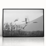 Framed wall art featuring a striking crane design in black acrylic, showcasing intricate details and elegant lines, ideal for modern home decor.