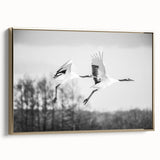 Framed wall art featuring a stylish crane design in gold tones, showcasing a modern aesthetic. Perfect for adding elegance to contemporary interiors.