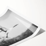 Elegant rolled print of a crane design wall art collection, showcasing intricate details and vibrant colors, ideal for home decor. Packaged in a sturdy tube for safe delivery.