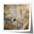 Elegant wall art collection featuring a crane design on glossy canvas, showcasing intricate details and vibrant colors, ideal for enhancing home decor.