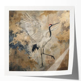 Elegant wall art collection featuring a crane design on glossy canvas, showcasing intricate details and vibrant colors, ideal for enhancing home decor.