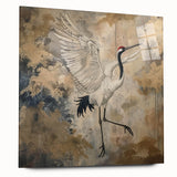 Elegant wall art collection featuring a side view of a crane design on acrylic glass, showcasing vibrant colors and intricate details, perfect for modern home decor.