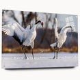 Acrylic wall art collection showcasing a graceful crane design, displayed in a sleek side view with mounting pins, perfect for modern home decor.
