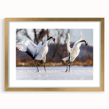 Elegant wall art collection featuring a gold-framed crane design with a mat, showcasing intricate details and a modern aesthetic. Perfect for enhancing home decor.
