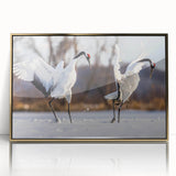 Framed wall art featuring a stunning crane design with a gold-acrylic finish, ideal for modern home decor. The intricate details and vibrant colors enhance any living space. Perfect for bird lovers and art enthusiasts seeking elegant wall accents.