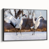 Framed wall art featuring a stylish crane design in black and white, showcasing elegant lines and intricate details, perfect for modern home decor.