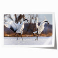 Elegant rolled print of crane design wall art, showcasing intricate details and soft colors, ideal for enhancing home decor with a nature-inspired theme.