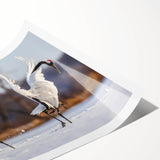 Elegant rolled print showcasing a serene crane design in soft pastel colors, perfect for enhancing modern home decor. Ideal for art enthusiasts and nature lovers.