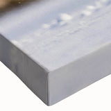 Close-up of a stretched canvas wall art featuring an elegant crane design with intricate details in soft pastel colors, perfect for modern home decor.