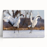 Elegant crane design wall art collection on stretched canvas, showcasing delicate brush strokes and serene colors, perfect for modern home decor.