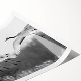 Elegant rolled print showcasing a crane design in vibrant colors, ideal for contemporary home decor. The art piece embodies tranquility and nature, perfect for wall display.