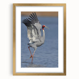 Elegant gold-framed wall art featuring a serene crane design, set against a white background, perfect for enhancing modern home decor and adding tranquility to any space.