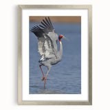 Elegant silver-framed wall art featuring a crane design, complete with a mat. Ideal for modern home decor, this piece adds sophistication and charm.