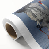 Elegant rolled canvas artwork showcasing a crane design, featuring intricate details and vibrant colors, ideal for enhancing home decor or office space.