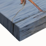 Elegant close-up of a stretched canvas wall art featuring a crane design, showcasing intricate details and vibrant colors, perfect for enhancing modern decor.