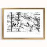 Elegant wall art featuring a gold-framed crane design, showcasing intricate details and a mat finish, perfect for adding sophistication to any decor. Ideal for nature lovers and art enthusiasts.