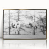 Framed wall art featuring a vibrant crane design with gold accents, elegantly displayed in an acrylic frame, perfect for adding a touch of sophistication to modern decor.