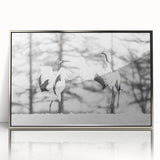 Framed wall art showcasing a silver-accented crane design, set against a soft background, perfect for adding elegance to modern decor. Ideal for nature enthusiasts and art collectors.
