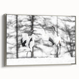 Elegant wall art featuring a silver-framed canvas with a crane design, showcasing intricate details and vibrant colors. Perfect for enhancing modern home decor.