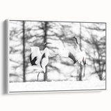Framed wall art canvas featuring an elegant crane design in a minimalist style, displayed against a white background, adding sophistication to any decor.