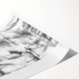 Elegant rolled print of a crane wall art design, showcasing intricate details and vibrant colors, perfect for enhancing home decor with a nature-inspired theme.