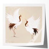 Elegant wall art featuring a crane design in a soft color palette, showcasing intricate details and textures, perfect for enhancing modern home decor.