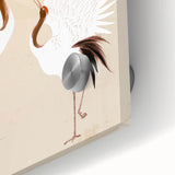 Close-up of a stunning crane design wall art piece, featuring vibrant colors and intricate details, perfect for modern home decor or art enthusiasts.